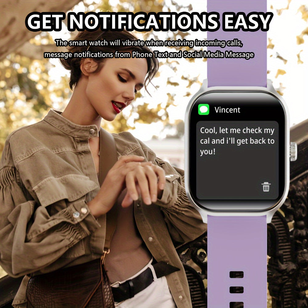 ساعة LAXASFIT الذكية بشاشة لمس كاملة 2.01 بوصة - مقاومة للماء IP68، لاسلكية 5.3، متتبع لياقة بدنية مع تنبيهات للمكالمات والرسائل النصية، أكثر من 100 وضع رياضي، شحن USB، متوافقة مع أجهزة Android/iPhone - تصميم أنيق للرجال والنساء، ساعة ذكية