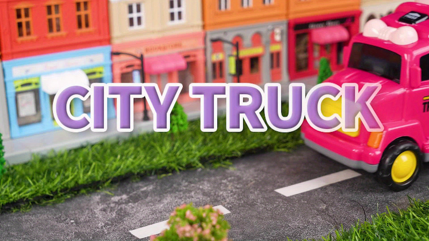 Girls Truck Toys For 3 4 5 6 Year Old Girls, 5-in-1 Friction Power Vehicle Car Toy For Toddlers 3-6, Carrier Toys For Kids 3-5, Christmas Birthday Gifts For Girls Age 3-9