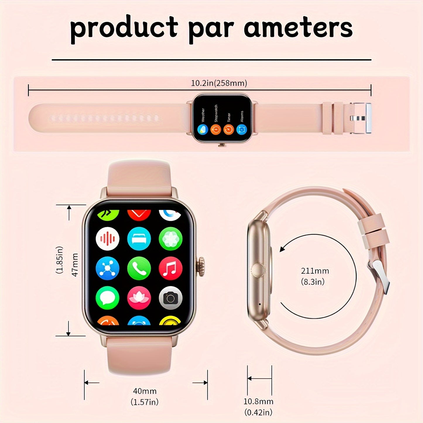 Smart Watch For Women&Men, 2.01 Inch Full Touch Screen, Smart Call Watch Round Style, Answer And Make Call, Message Push, Compatible With IPhone And Android Phones, Fashionable Fitness Tracking Watch, Steps, Distance, Calorie