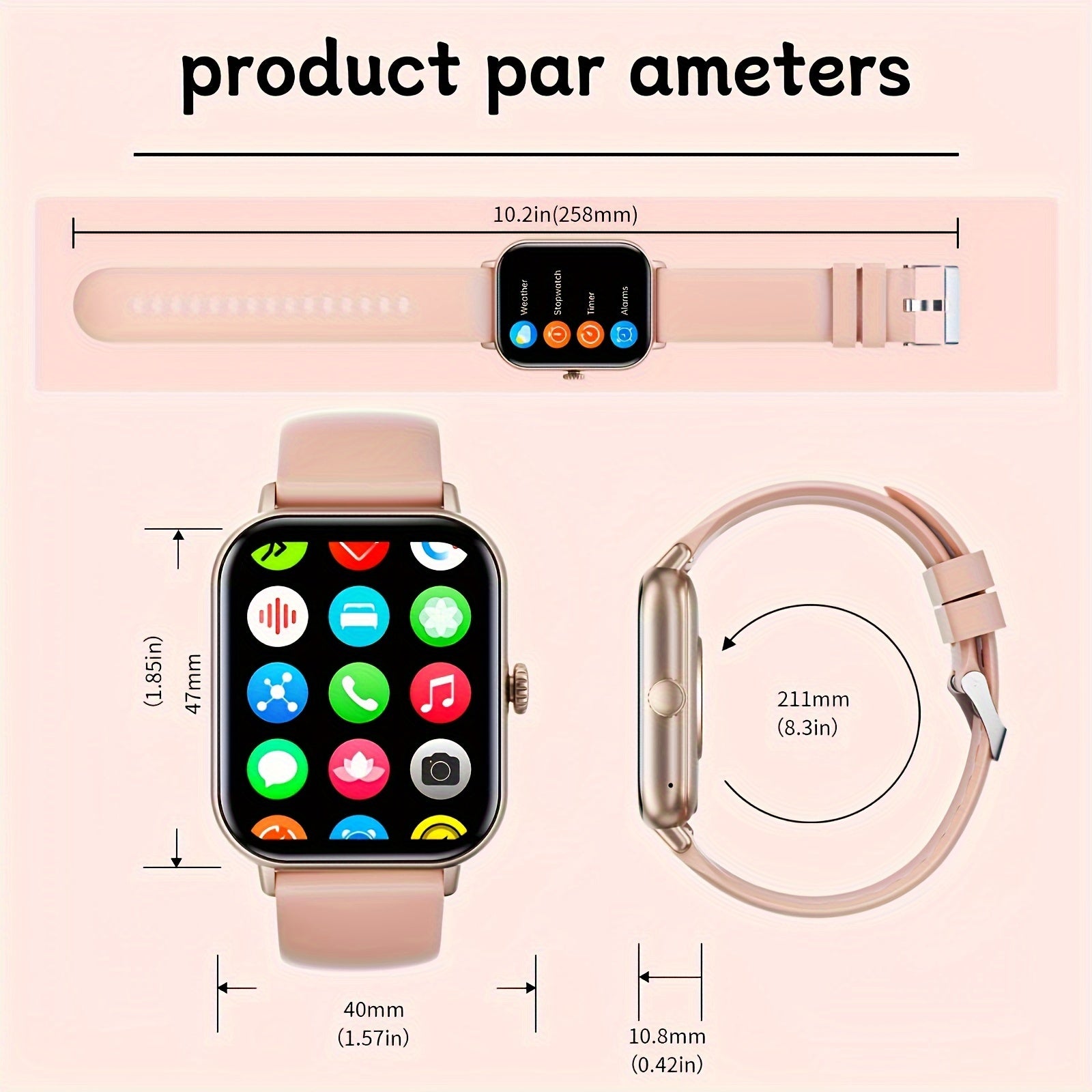 Smart Watch For Women&Men, 2.01 Inch Full Touch Screen, Smart Call Watch Round Style, Answer And Make Call, Message Push, Compatible With IPhone And Android Phones, Fashionable Fitness Tracking Watch, Steps, Distance, Calorie