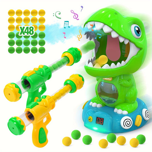 EagleStone Movable Dinosaur Toys For Kids 5-7, Spaying & Auto Scoring, Dino Shooting Target Game With 2 Pump Guns, 48 Foam Balls, Sound, Fun Gift For Boys & Girls, Party Favor