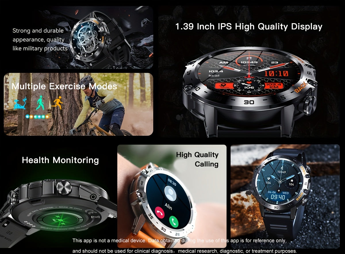 LIGE HD Smart Watch - Stylish Wrist Watches for Women Men with Wireless Call, 1.39" High-Definition Display, Multi-Sports Modes, Information Alerts, Sedentary Reminders, Music Control, Sports Pedometer, and Heart Rate Monitor