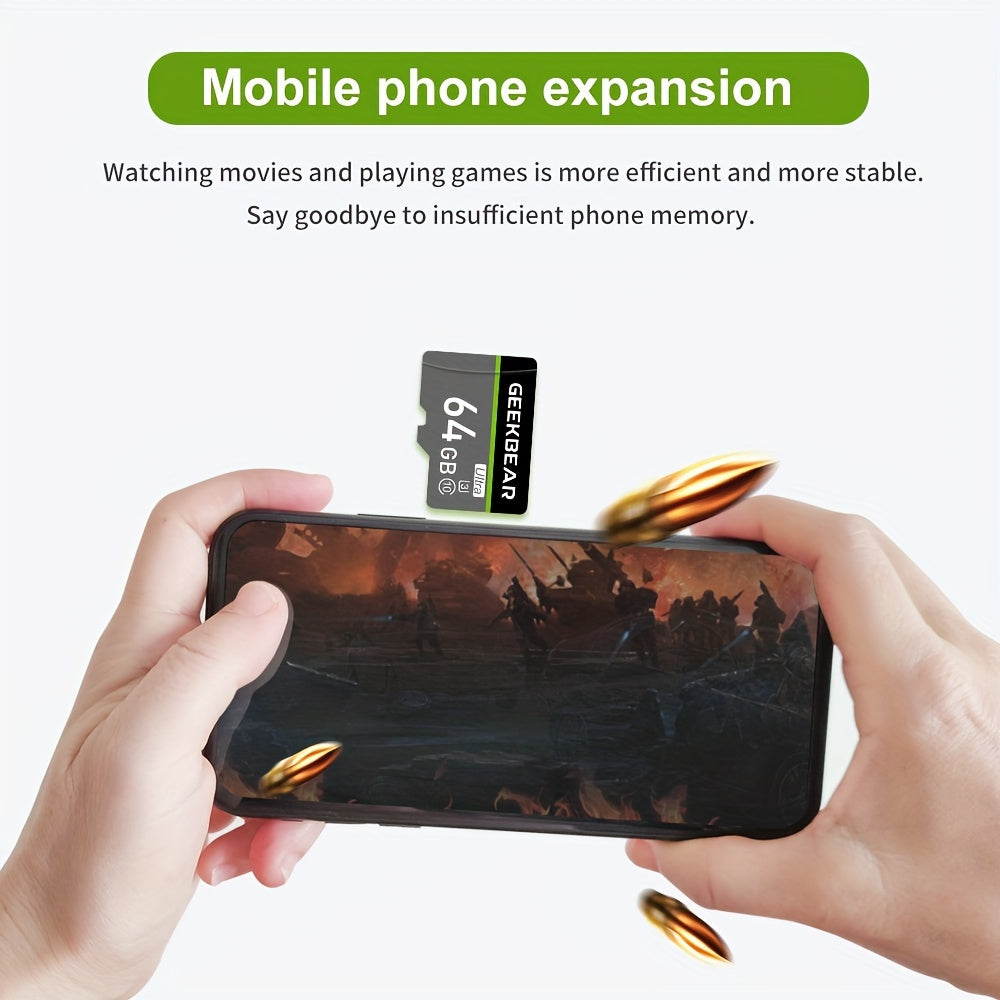 بطاقات مايكرو SD فائقة السرعة من GeekBear: 512 جيجابايت، 256 جيجابايت، 128 جيجابايت - متوافقة مع الكاميرات، وهواتف أندرويد، وأجهزة الكمبيوتر