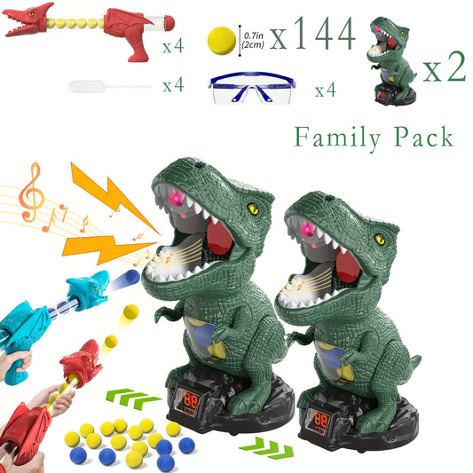BZX Dinosaur Shooting Toy, Dinosaur Toys For Kids 5-7, 2 Air Pump Guns And 72 Foam Bullets, Hand-Eye Coordination Exercise Toy Gun, Kids Toys For 4, 5, 6, 7, 8, 9 Year Olds, Easter Gifts For Kids