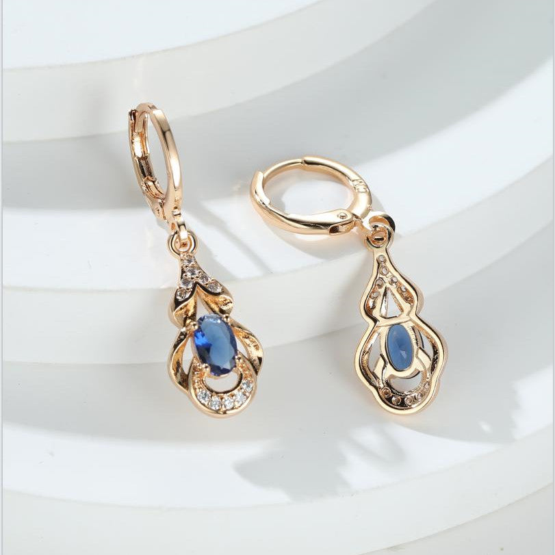 [BAMOS | Elegant Bohemian] BAMOS Women's Elegant Bohemian Ethnic Statement Earrings - Large Teardrop Blue/Purple/Pink/Black/Green/Gray/White/Beige -like luster, Dangle Hoops with Secure Hook Closure, Everyday & Valentine's Je