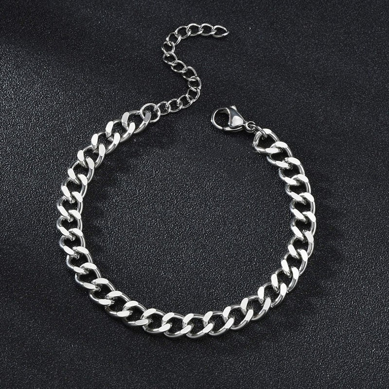 3-7mm Chunky Miami Curb Chain Stainless Steel Bracelet For Men Women Cuban Link Chain Wristband Classic Punk Heavy Jewelry