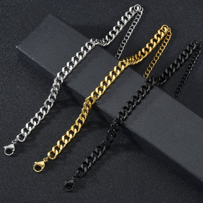 3-7mm Chunky Miami Curb Chain Stainless Steel Bracelet For Men Women Cuban Link Chain Wristband Classic Punk Heavy Jewelry