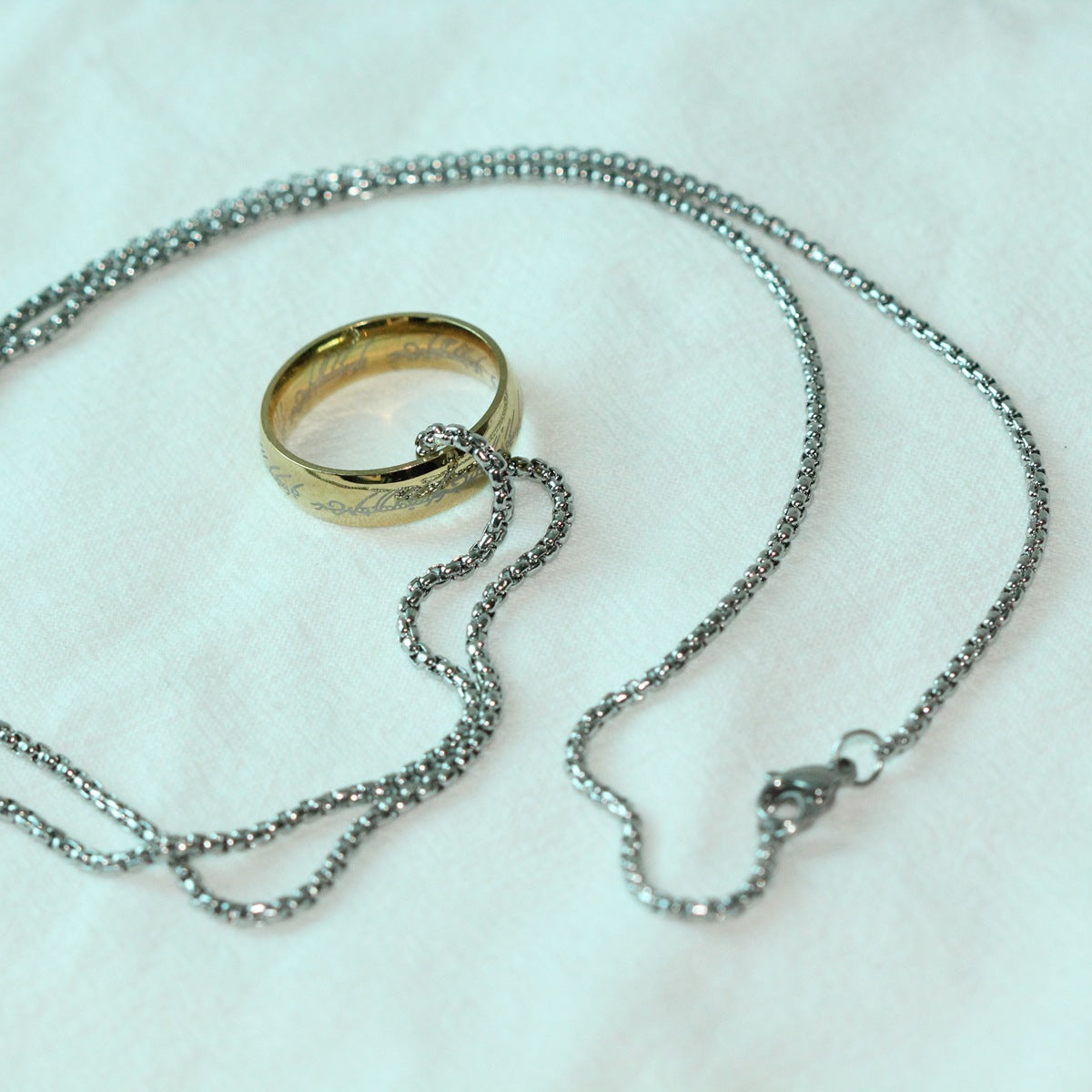 1pc Vintage The Lord of the Rings Stainless Steel Pendant Necklace for Men, Couple Ring Necklace