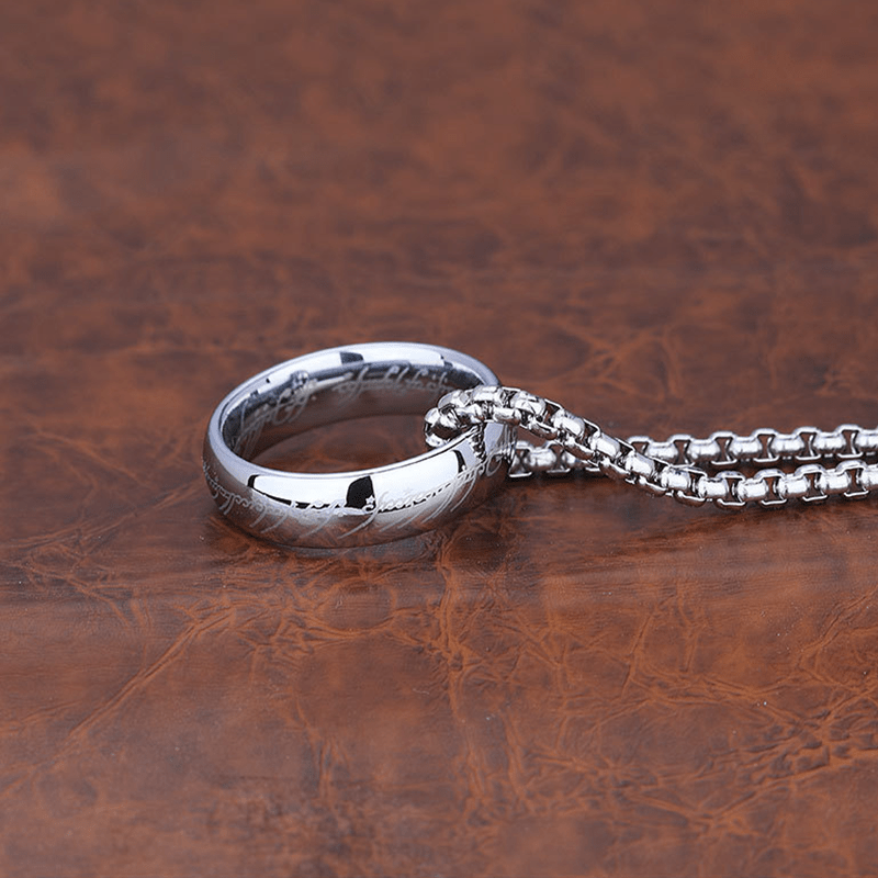 1pc Vintage The Lord of the Rings Stainless Steel Pendant Necklace for Men, Couple Ring Necklace