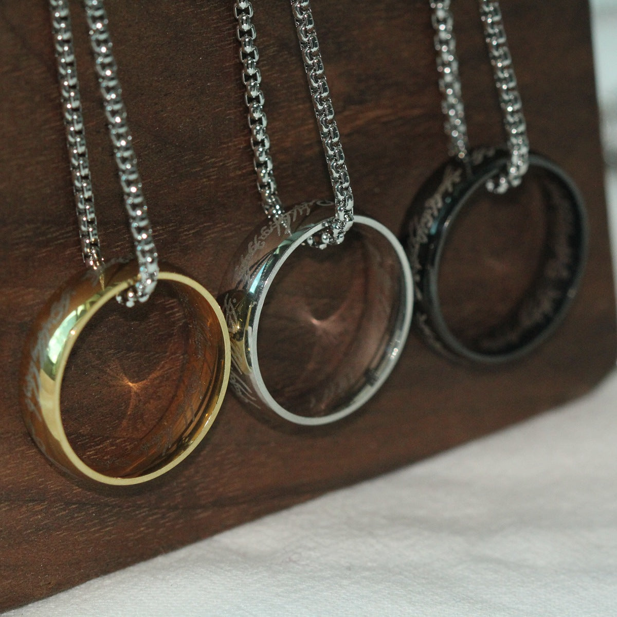 1pc Vintage The Lord of the Rings Stainless Steel Pendant Necklace for Men, Couple Ring Necklace