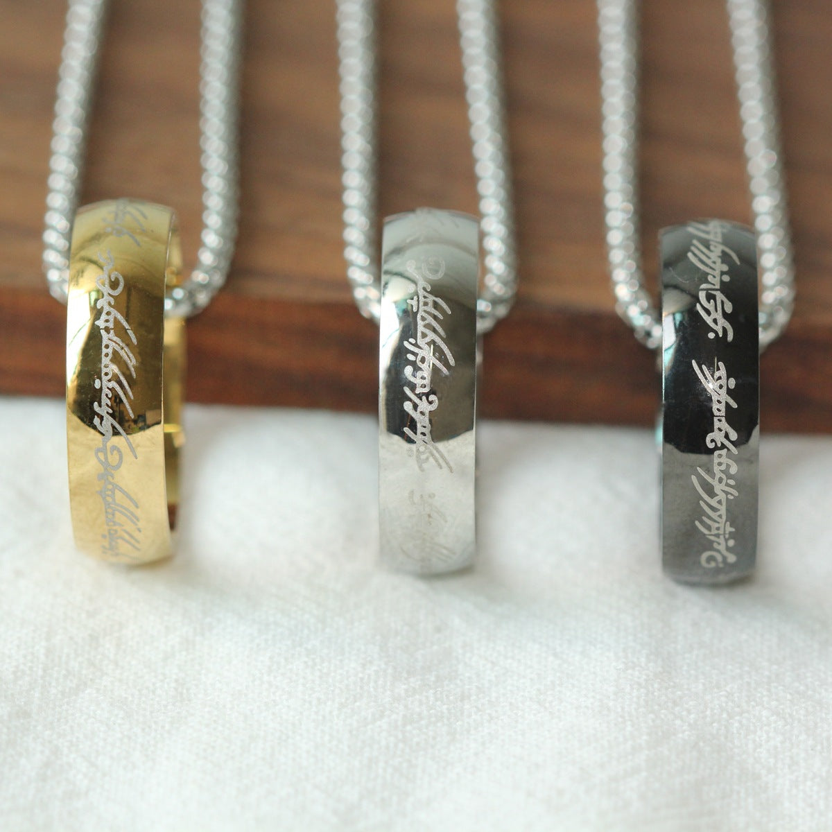 1pc Vintage The Lord of the Rings Stainless Steel Pendant Necklace for Men, Couple Ring Necklace