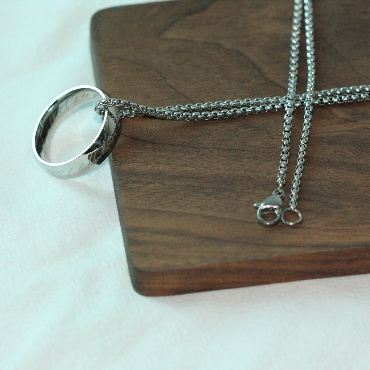 1pc Vintage The Lord of the Rings Stainless Steel Pendant Necklace for Men, Couple Ring Necklace