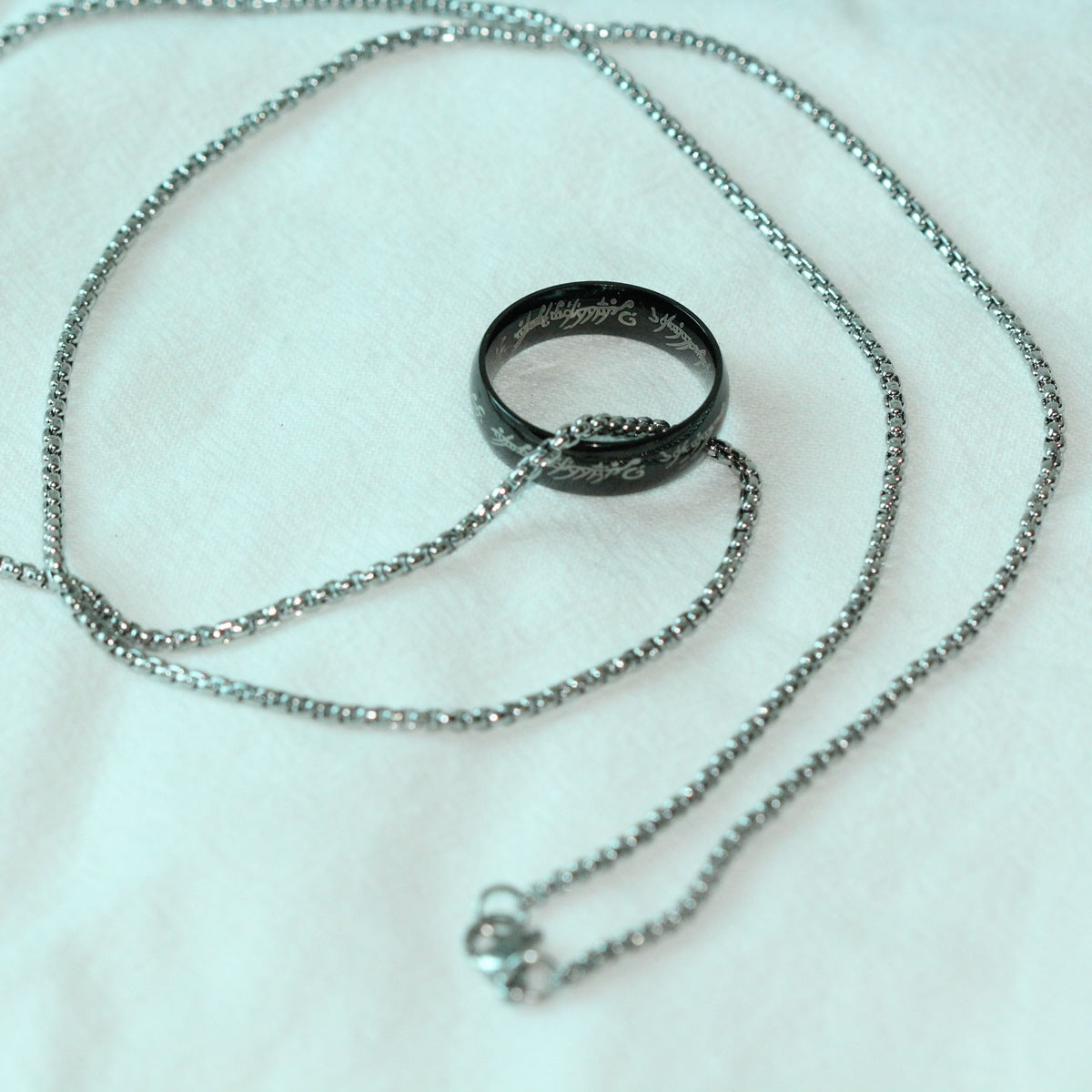 1pc Vintage The Lord of the Rings Stainless Steel Pendant Necklace for Men, Couple Ring Necklace
