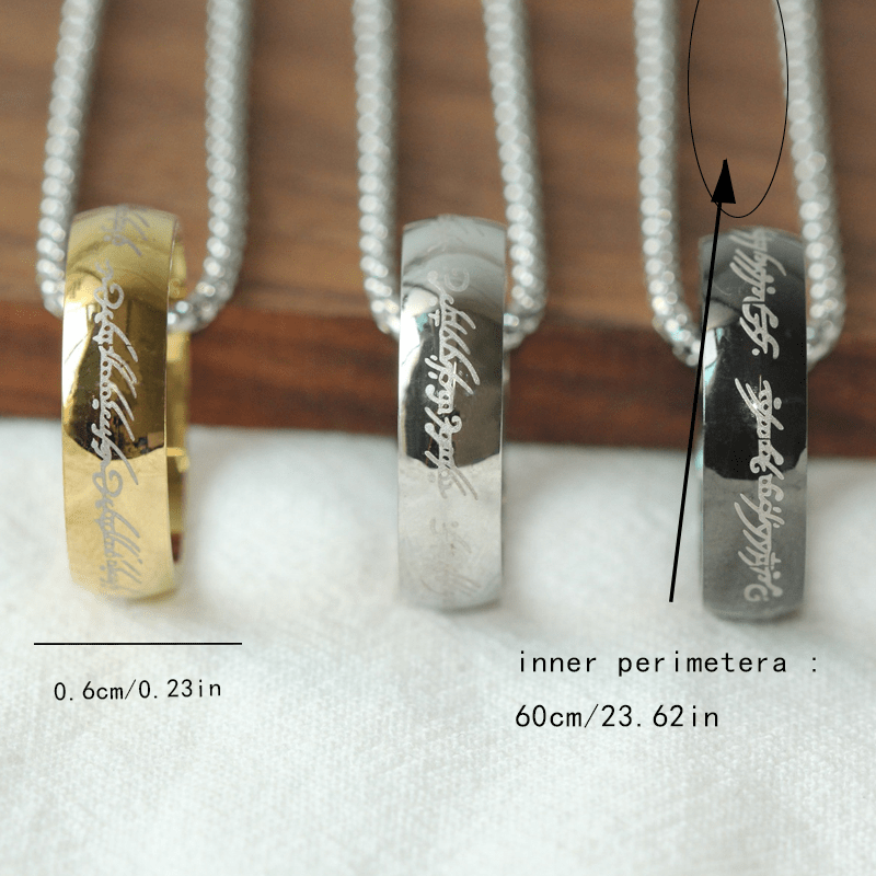 1pc Vintage The Lord of the Rings Stainless Steel Pendant Necklace for Men, Couple Ring Necklace