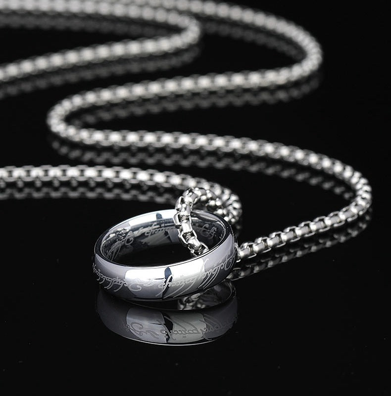1pc Vintage The Lord of the Rings Stainless Steel Pendant Necklace for Men, Couple Ring Necklace