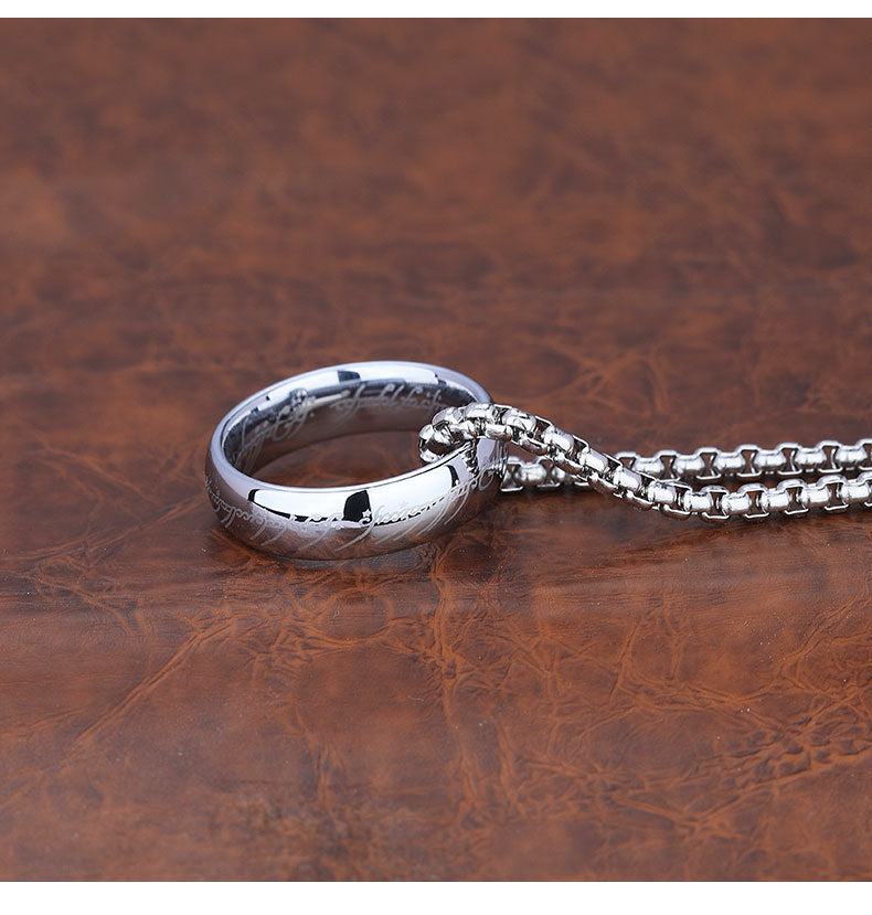 1pc Vintage The Lord of the Rings Stainless Steel Pendant Necklace for Men, Couple Ring Necklace