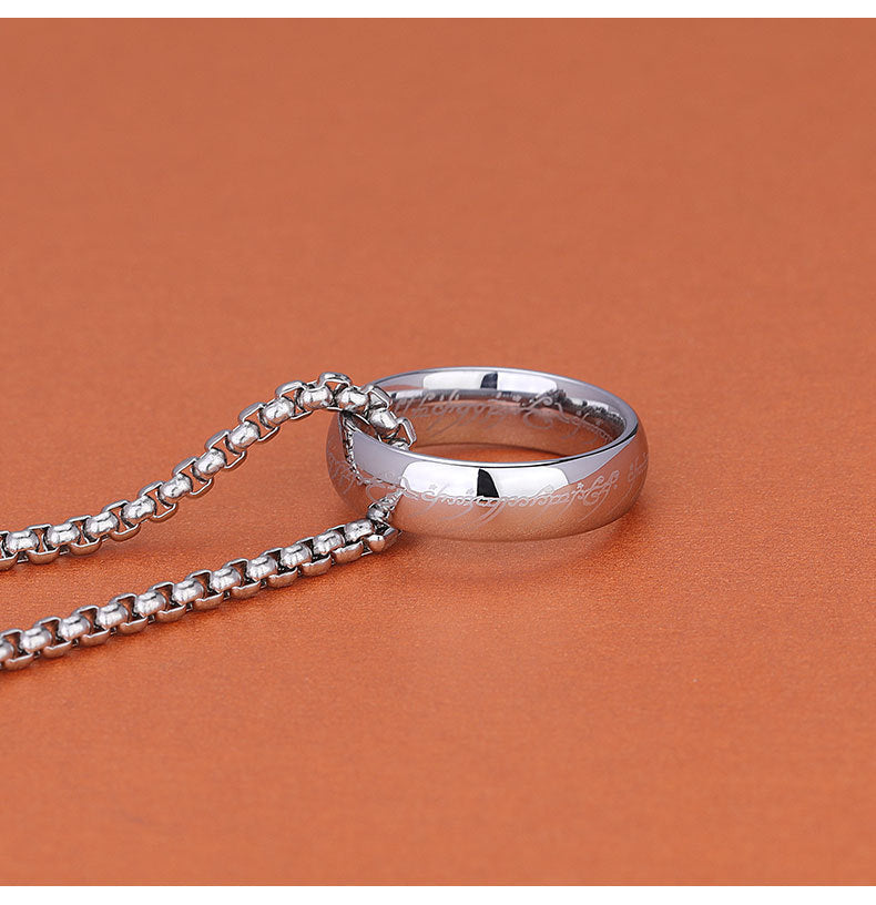 1pc Vintage The Lord of the Rings Stainless Steel Pendant Necklace for Men, Couple Ring Necklace