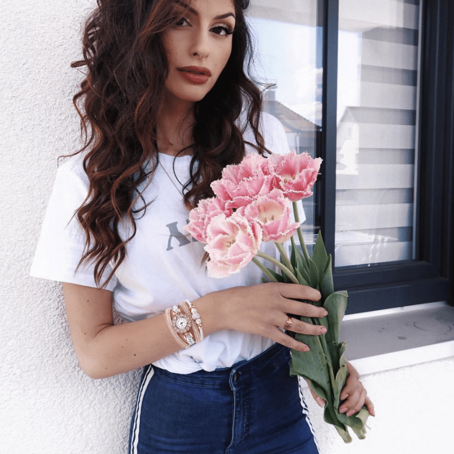 Fashion Watches For Girls, Creative Bead Rhinestone Studded Multi Layer Wrist Watches