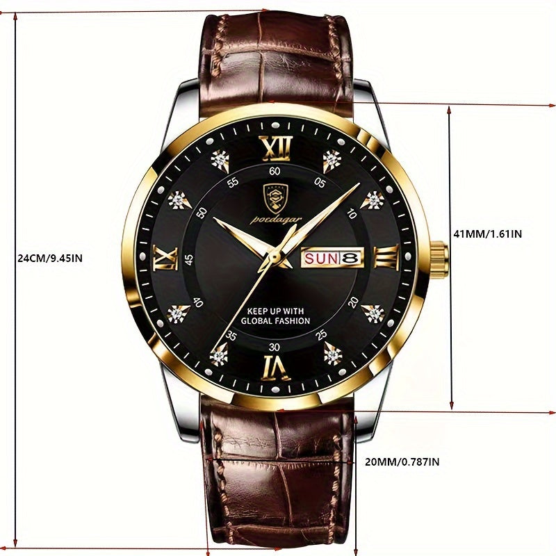 POEDAGAR Waterproof Luminous Calendar Men's Watches Students Korean Version Of The Trend Of Youth Quartz Watches