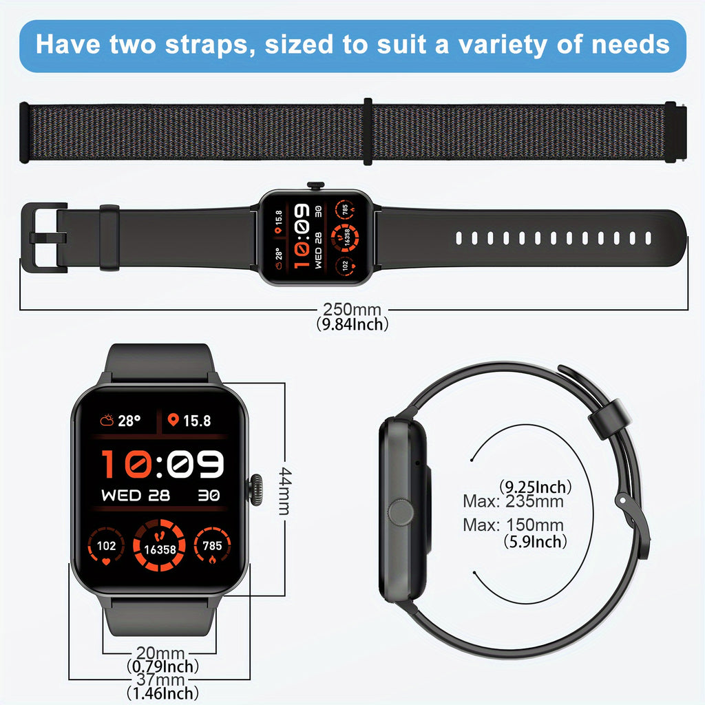 ساعة ذكية (للرد على المكالمات/إجرائها)، ساعة ذكية للرجال والنساء مقاومة للماء، مقاس 1.85 بوصة، أكثر من 100 وضع رياضي، متتبع نشاط اللياقة البدنية، مراقب النوم الصحي، عداد الخطوات، ساعة ذكية تعمل بنظامي Android وiOS