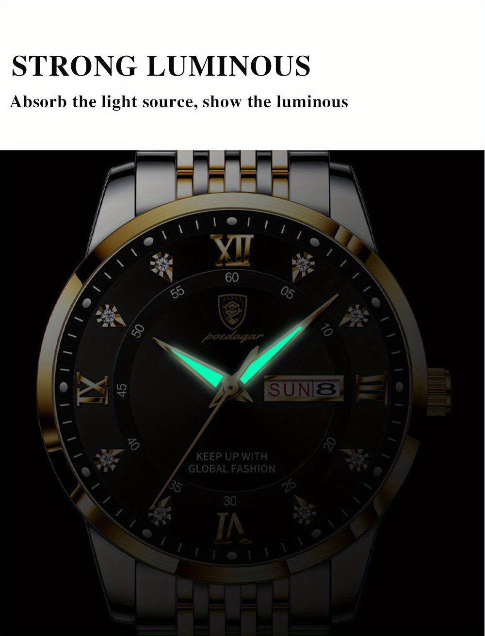POEDAGAR Waterproof Luminous Calendar Men's Watches Students Korean Version Of The Trend Of Youth Quartz Watches