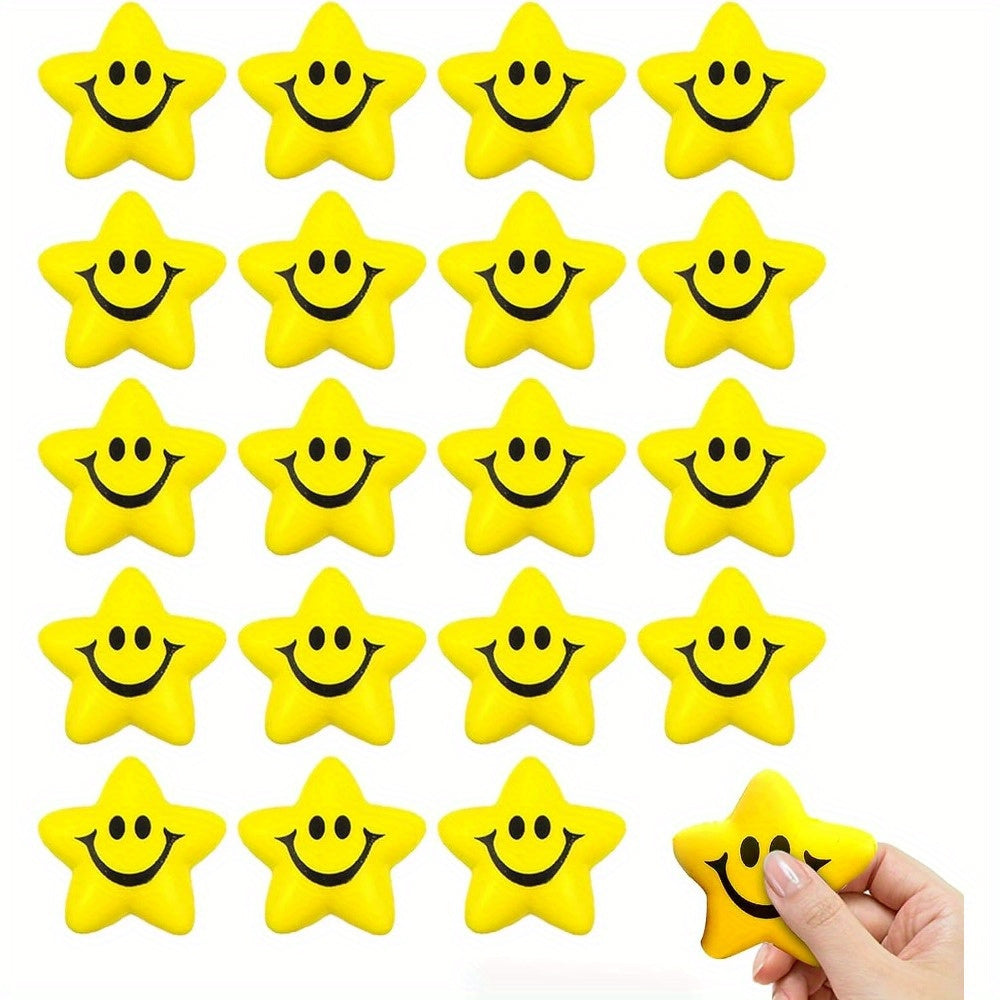 20/40/60 قطعة من كرات التوتر على شكل نجمة بألوان مختلطة، كرة التوتر على شكل وجه مبتسم، ألعاب حسية للأطفال والكبار، جوائز للفصول الدراسية، هدايا الهالوين والكريسماس