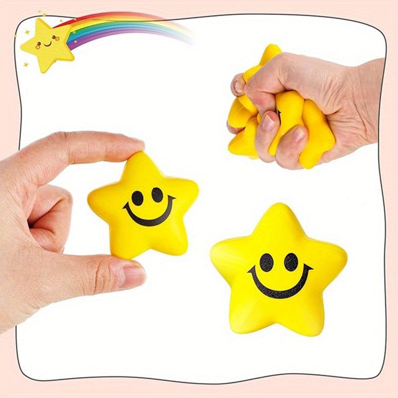 20/40/60Pcs Mix colour Star Stress Balls, Smile Face Stress Ball Fidget Sensory Toys for Kids Adults Classroom Prizes Halloween Christmas Gift