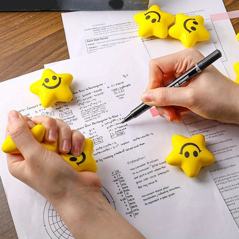 20/40/60Pcs Mix colour Star Stress Balls, Smile Face Stress Ball Fidget Sensory Toys for Kids Adults Classroom Prizes Halloween Christmas Gift