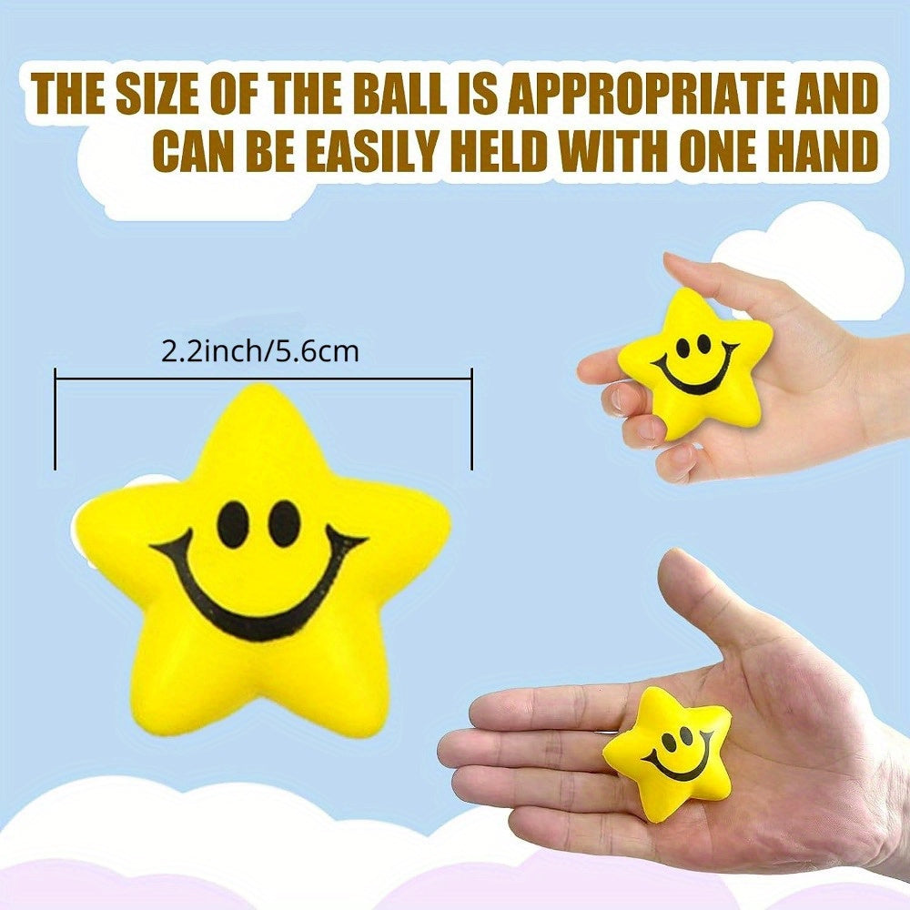 20/40/60Pcs Mix colour Star Stress Balls, Smile Face Stress Ball Fidget Sensory Toys for Kids Adults Classroom Prizes Halloween Christmas Gift