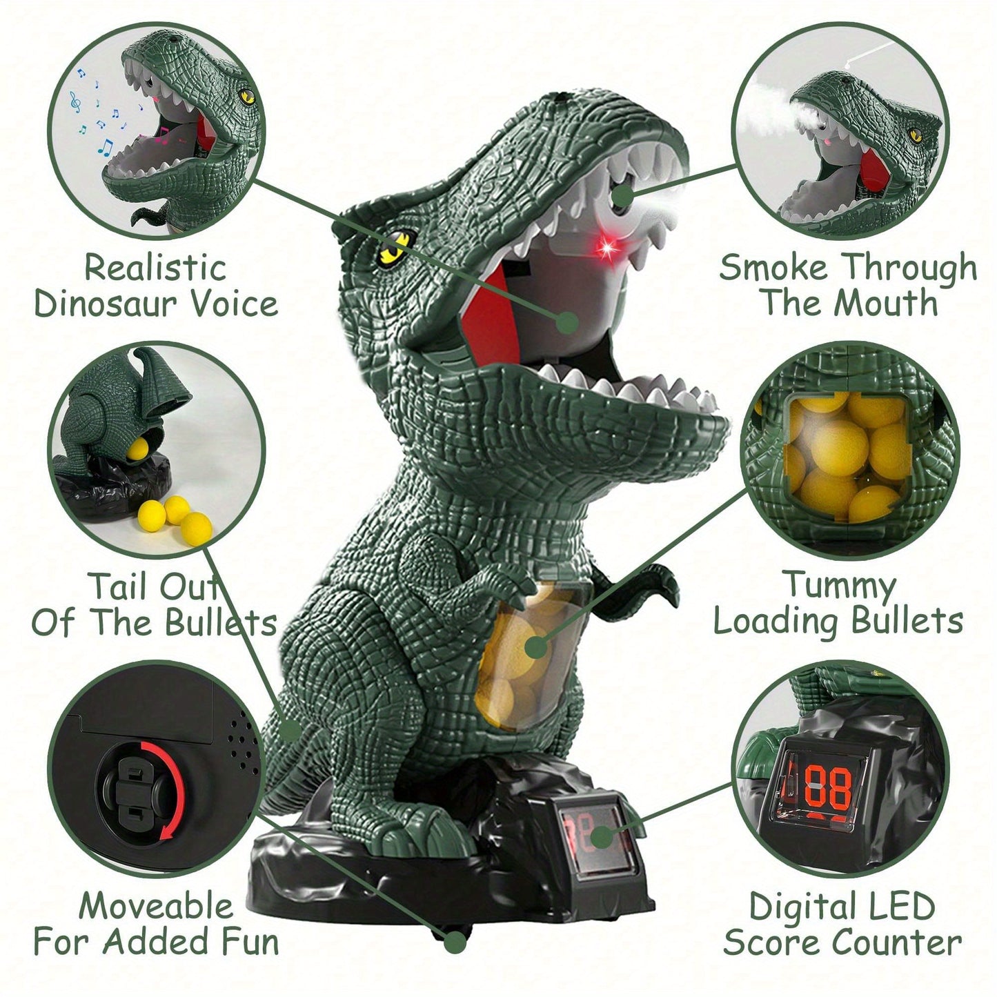 BZX Dinosaur Shooting Toy, Dinosaur Toys For Kids 5-7, 2 Air Pump Guns And 72 Foam Bullets, Hand-Eye Coordination Exercise Toy Gun, Kids Toys For 4, 5, 6, 7, 8, 9 Year Olds, Easter Gifts For Kids