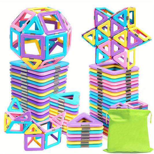 Magnetic Building Blocks Toys, Macaron Magnetic Blocks STEM Toys 3D Creativity and Educational Construction Toys, for Kids Age 3-6 Birthday halloween Gifts Random Color