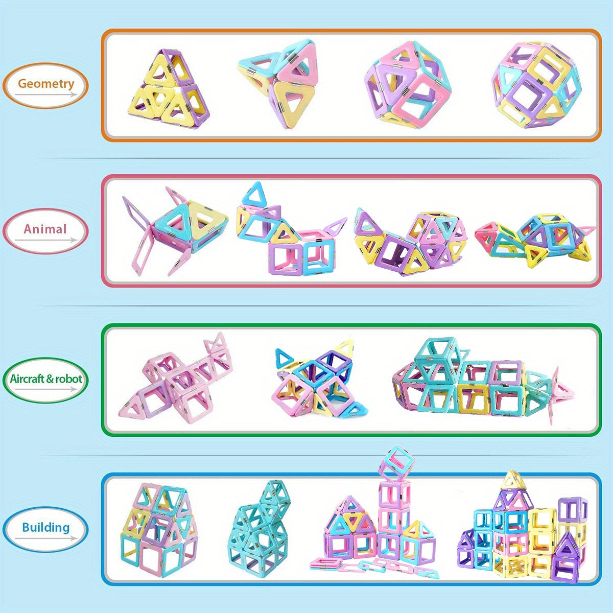 Magnetic Building Blocks Toys, Macaron Magnetic Blocks STEM Toys 3D Creativity and Educational Construction Toys, for Kids Age 3-6 Birthday halloween Gifts Random Color