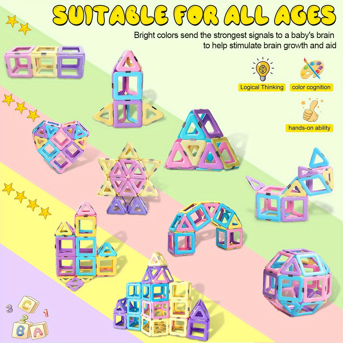 Magnetic Building Blocks Toys, Macaron Magnetic Blocks STEM Toys 3D Creativity and Educational Construction Toys, for Kids Age 3-6 Birthday halloween Gifts Random Color