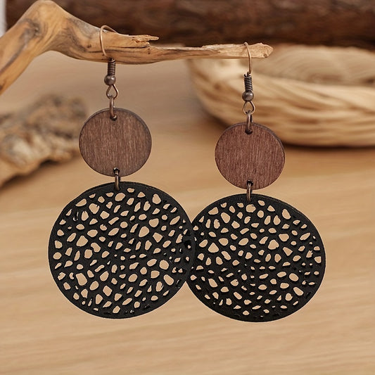 Hollow Out Round Drop Earrings Bohemian Vintage Earrings Jewelry Gift Accessories For Women Fall Winter Ear Ornaments