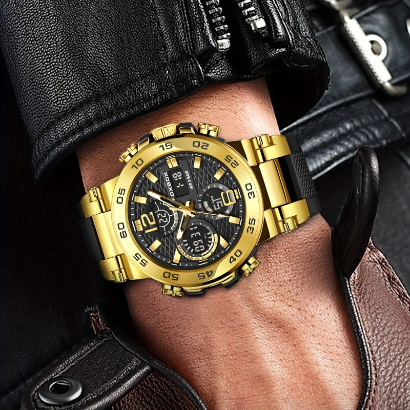 Fashion Casual Men's Watch with Multiple Color Choices. Electronic Dual Display Glowing Multi-Functional Chronograph Watches. Suitable for outdoor camping