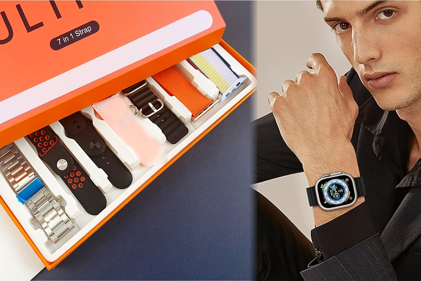 7-in-1 Smartwatch For Men And Women, With Wireless Calling Function, 7 Watch Straps For Any Use, And A Watch Will Be Given, Smartwatch With Built-in Alexa, Step Calorie Activity Tracker And Smartwatch For IOS And Android Phon