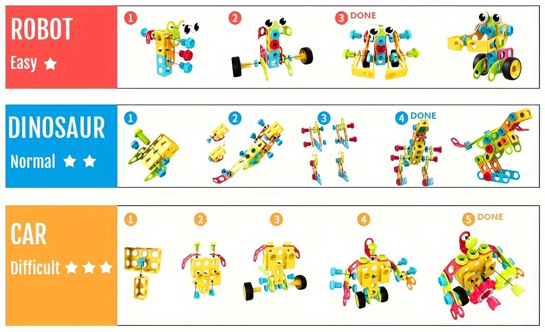 [STEM Toys] 195pcs Educational STEM Toys, Building Blocks Toys For Kids 3+ Years Old, Building Toys With Storage Box For Kids Creative Activities Games, Halloween Christmas Gifts Party Gifts For Kids