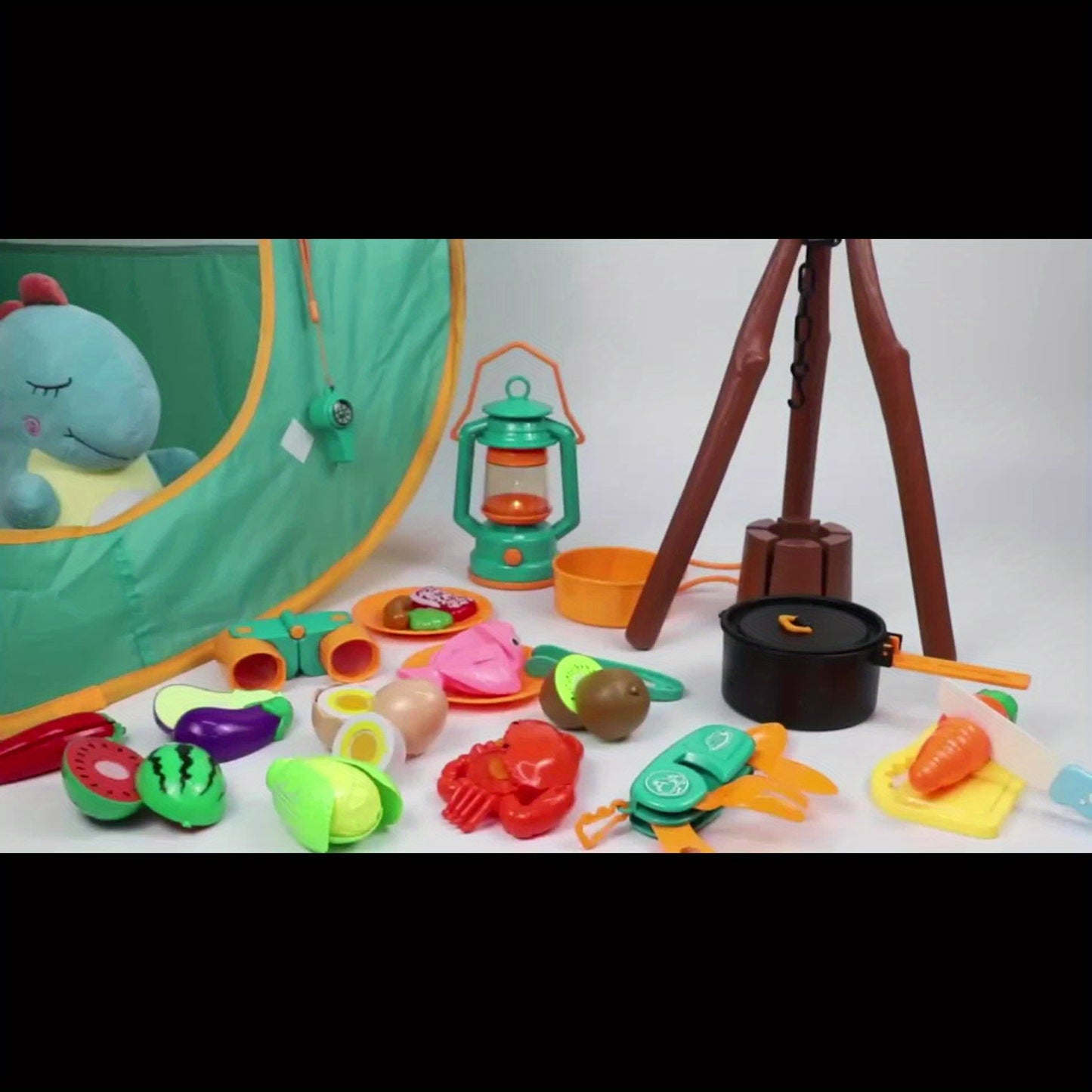 Kid Camping Games, Outdoor Toys For Kids 3-5, Camping Tool Pretend Role Play Toys With Kids Tent/Campfire/ Telescope/Play Food/Whistle/Oil Lamps, 3 4 5 6 Year Old Boy Girl Gifts