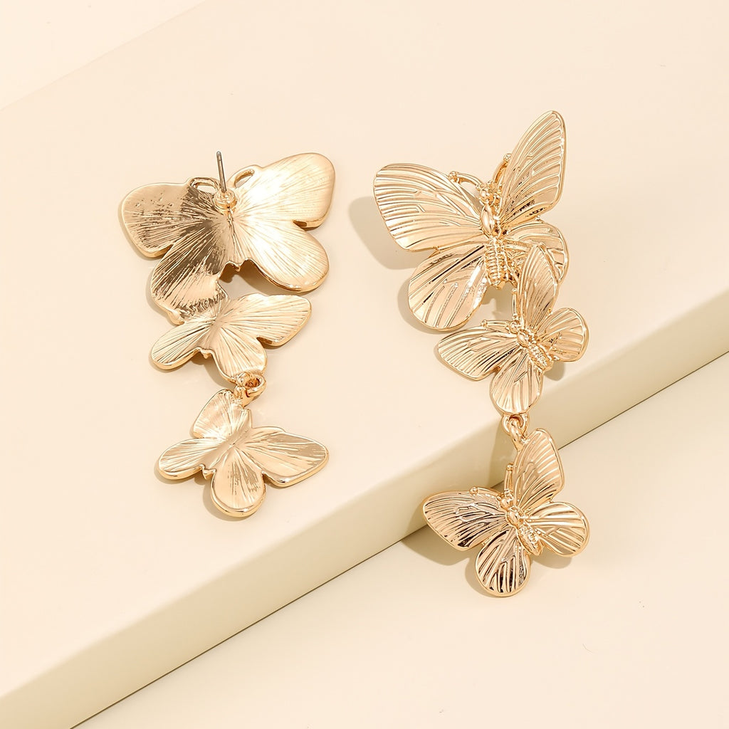 Golden Large Butterfly Long Earrings Animal Personality Earrings Ladies Jewelry Accessories