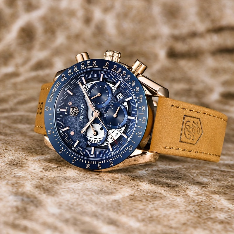 BENYAR Watches For Men Analog Quartz Chronograph Luminous Big Face Mens Watches Business Work Sport Casual Fashion Designer Dress Men'S Wrist Watches Elegant Gift For Men