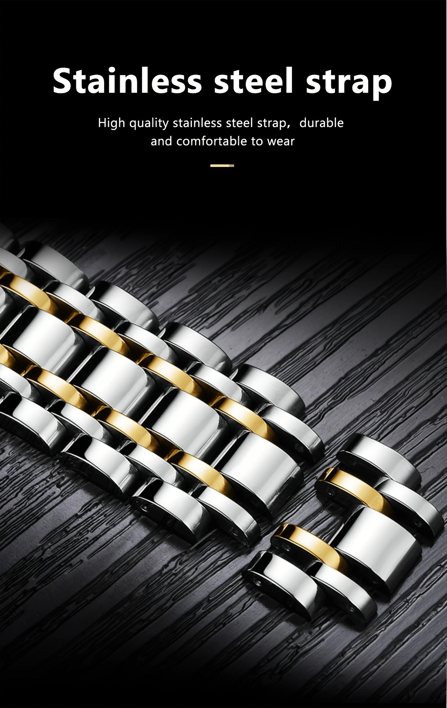 Elegant Date Week Waterproof Luminous Quartz Watch, Stainless Steel Sports Men's Watches