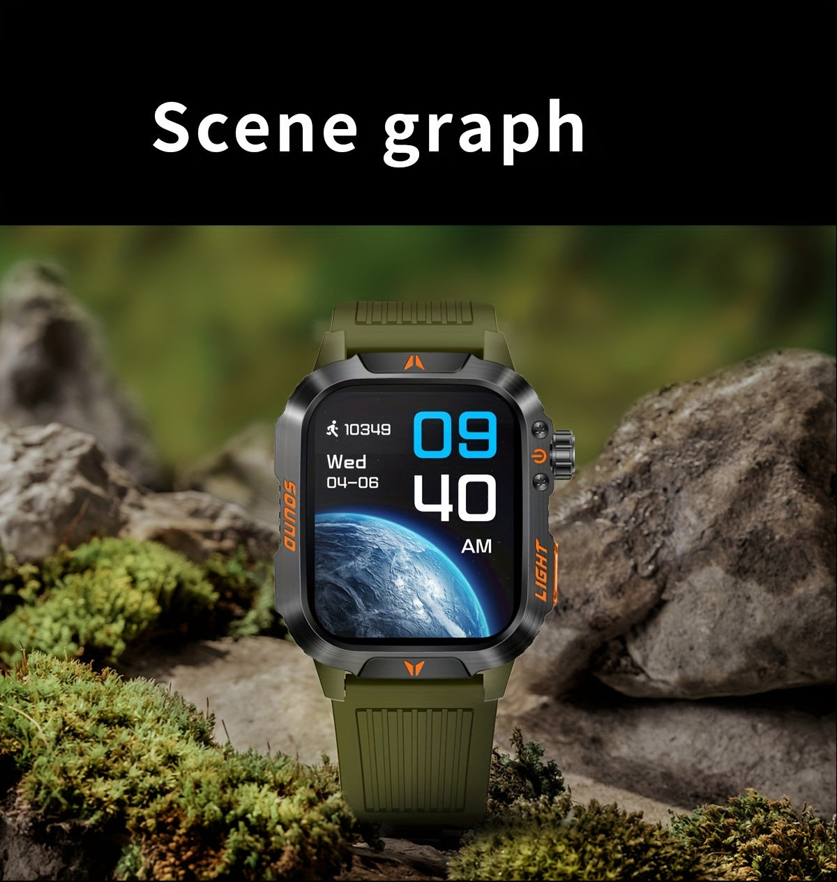 Outdoor smart watch, wireless calling, sports watch, compass, altimeter, barometer, LED flashlight, IP68, pedometer, fitness tracker, multimedia information viewing, weather 100+ sports modes, suitable for Android iPhone, Men