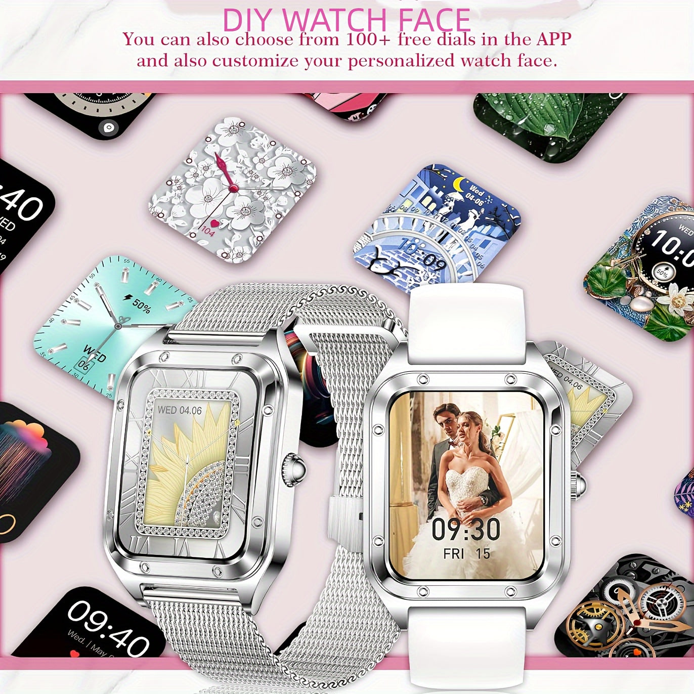 1.6" HD Screen Smartwatch for Women and Men - Wireless Call, 100+ Sports Tracker, AI Voice Assistant, Fitness Tracker, Compatible with iPhone and Android Phones - Perfect Mother's Day Gift