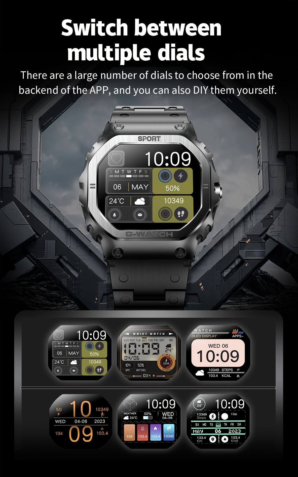 ساعة ذكية جديدة للرجال مقاس 1.57 بوصة رياضية خارجية مع إمكانية الرد على المكالمات/إجرائها متوافقة مع هواتف iPhone وAndroid طراز G-SHOCK