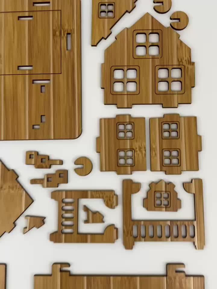 Wooden Puzzle House Model Kits - Educational DIY Toys for Kids and Adults - Laser Cut, Tool-Free Assembly, Creative Learning, Brain Development, and Fun Gifts