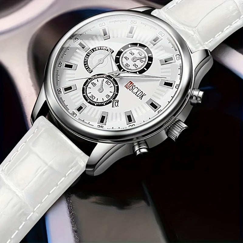 Round Quartz Watches PU Leather Strap Alloy Pointer Alloy Dial Perfect Gifts For Women Men