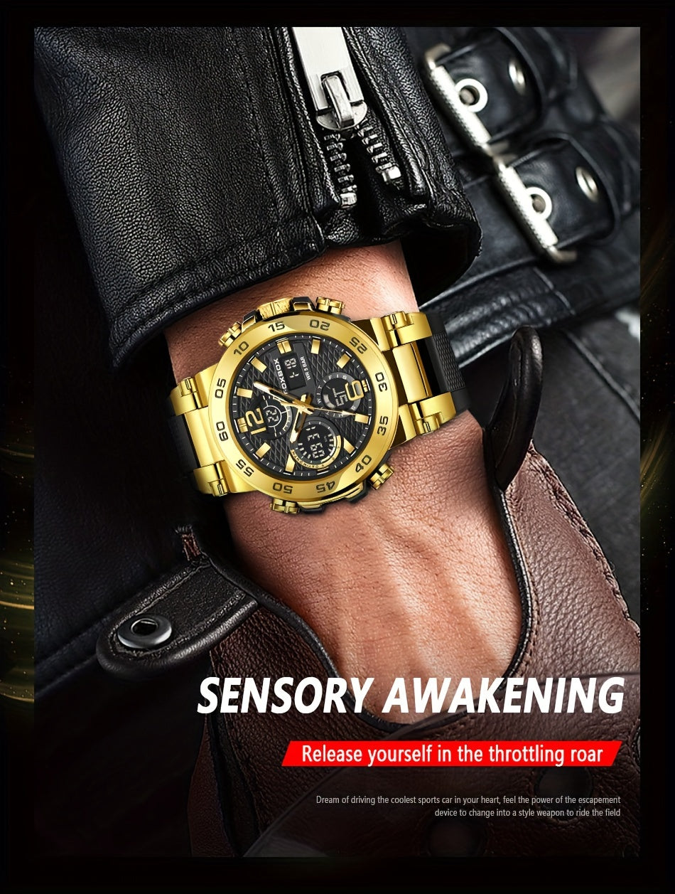 Fashion Casual Men's Watch with Multiple Color Choices. Electronic Dual Display Glowing Multi-Functional Chronograph Watches. Suitable for outdoor camping