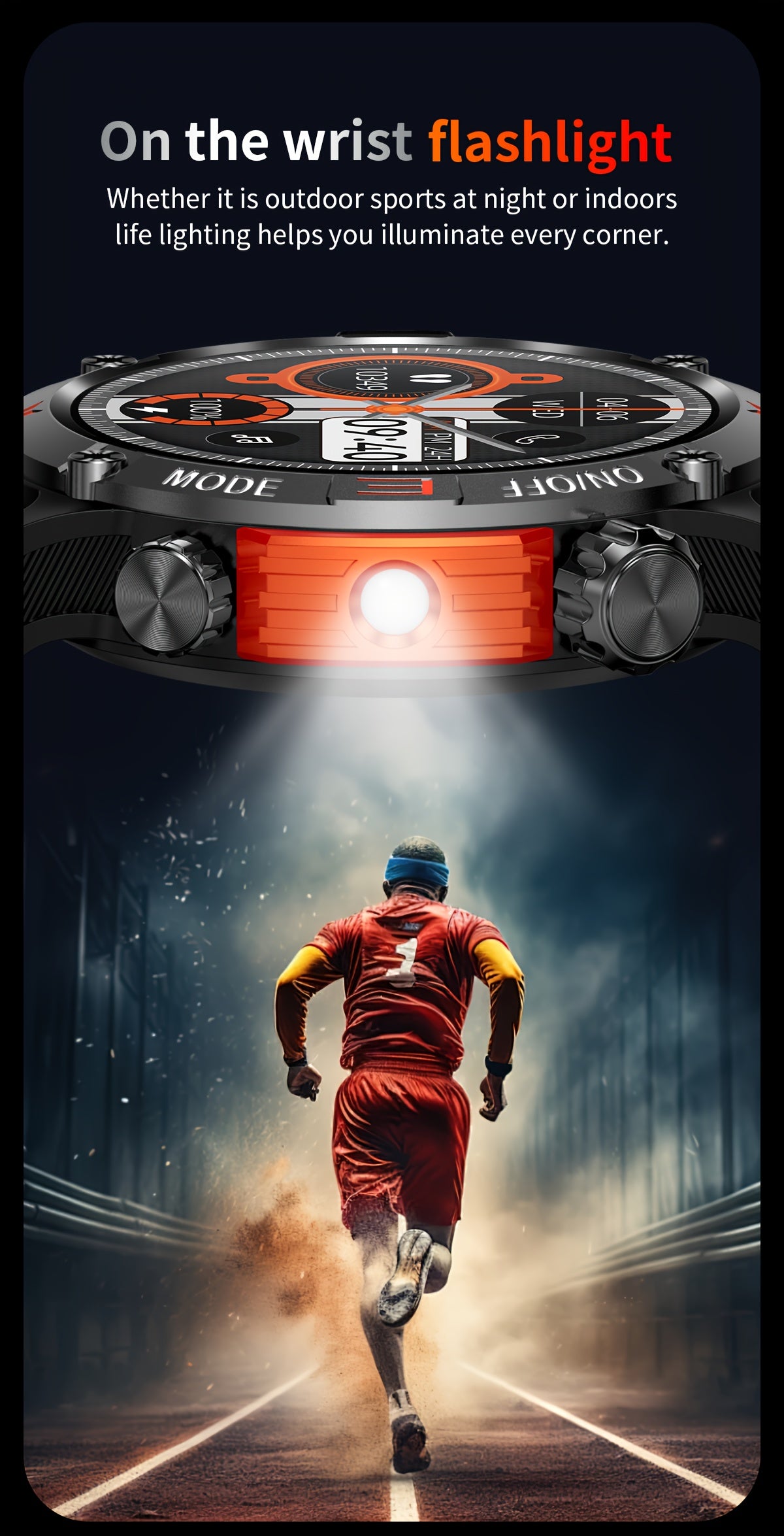 QTLJJBY Smart Watch Wireless Answer And Call SOS Outdoor Watch Outdoor Sports Watch LED IP68 Compass Fitness Tracker Pedometer Multimedia Message Display, Suitable Mobile Phones, Men's And Women's Smart Watches Gift