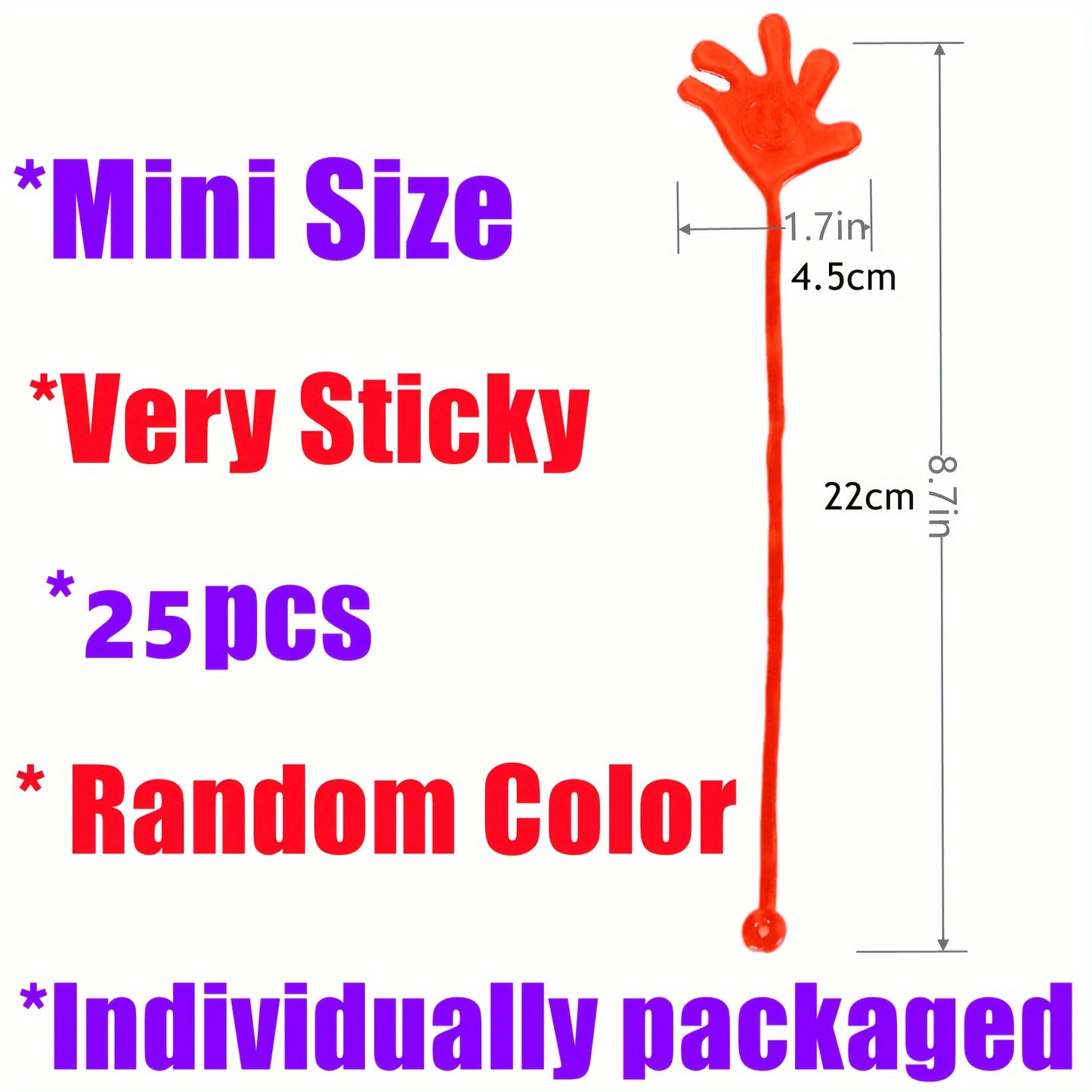 25pcs Mini Stretchy Sticky Hands Toys for Kids, Kids Party Favor Sets Sticky Fingers Bulk for Birthday Parties, Goodie Bag Stuffers Treasure Box Toys for Halloween Christmas Gifts