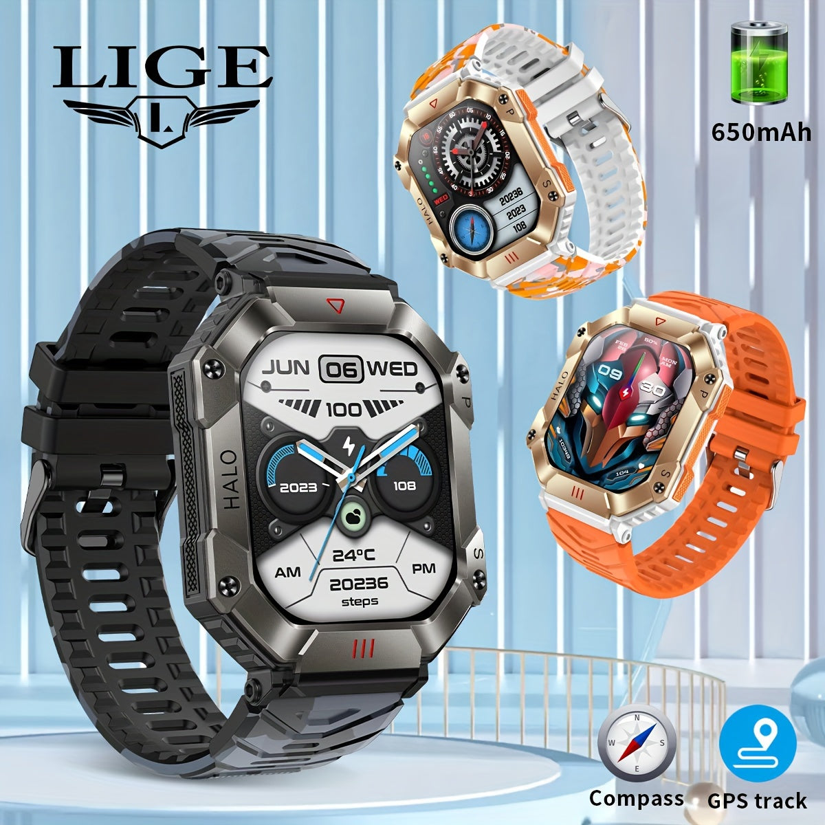 Smart Watch (Answer/Make Call), 2.0 Inch 100+Sport Modes/Altitude Pressure Compass/GPS Track Watch MAC Address Viewing, Watches For Android & Iphone. Fitness Watch For Women/Men